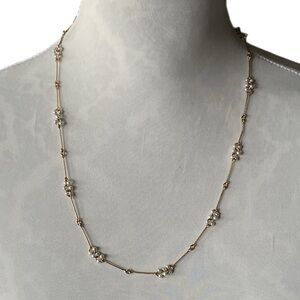 Gold Tone Long Beaded Station Necklace